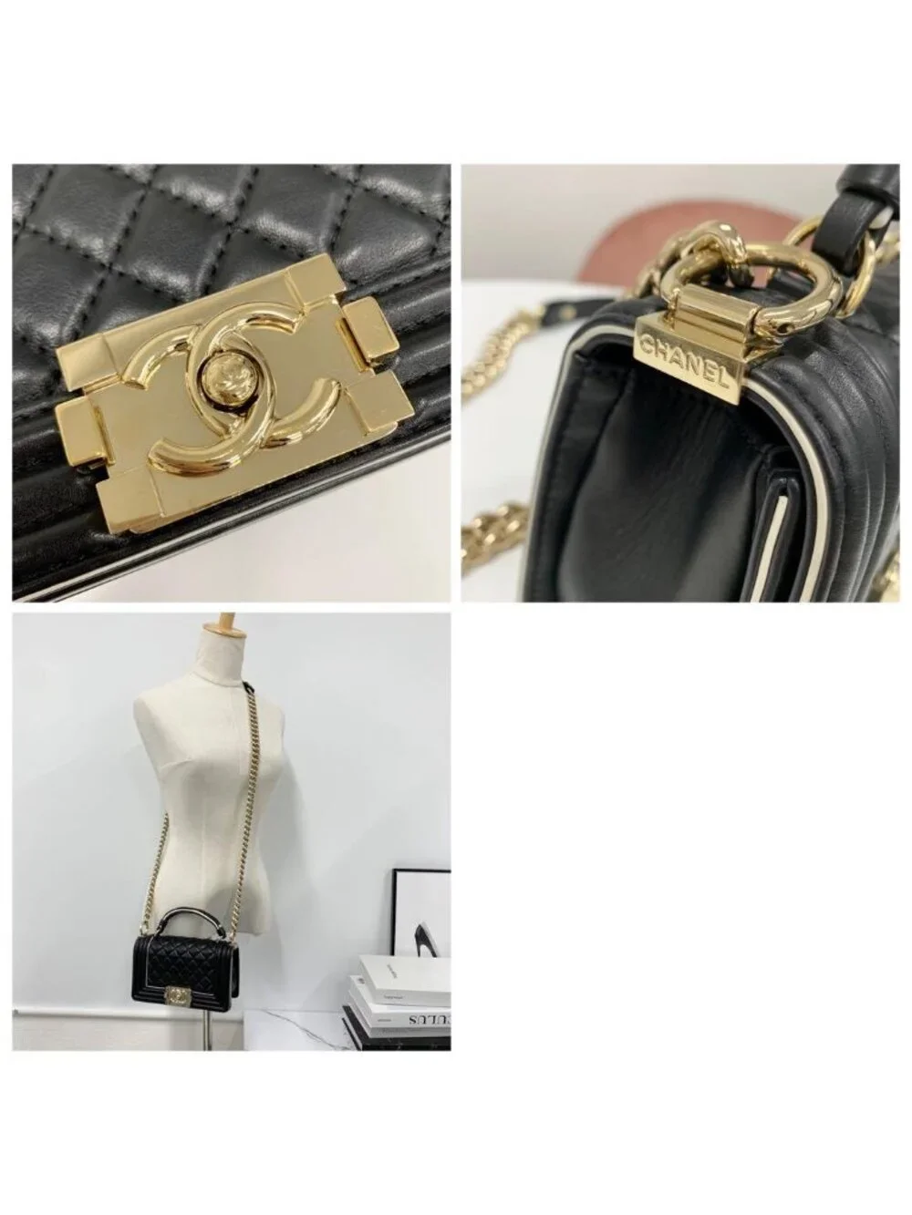 Chanel Boy 20 Quilted Lambskin Gunmetal Shoulder Bag